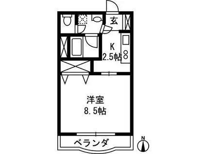 カーサ・スナガ(1K/1階)の間取り写真