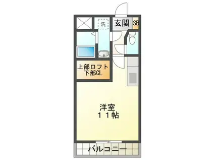 ウッドベルスクエアA棟(ワンルーム/3階)の間取り写真