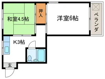 フィオーレ桂坂(2K/1階)の間取り写真