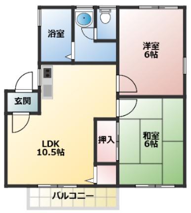 ハイホーム新宮(3DK/1階)の間取り写真