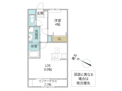 OLIVE(1LDK/1階)の間取り写真