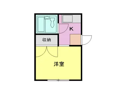 ラムール(ワンルーム/2階)の間取り写真