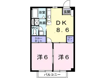 コーポ幸B(2DK/2階)の間取り写真