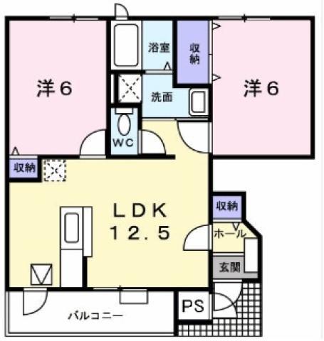 ウィルレジデンスI(2LDK/1階)の間取り写真