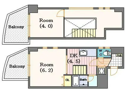 ゼウスフェアリーウィング(2DK/6階)の間取り写真