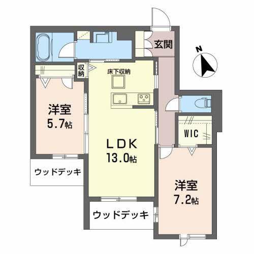 リオリエント三里(2LDK/1階)の間取り写真
