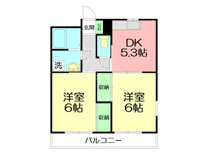メープルハイツA(2DK/2階)の間取り写真