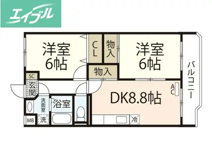 ピュアステージ(2DK/1階)の間取り写真