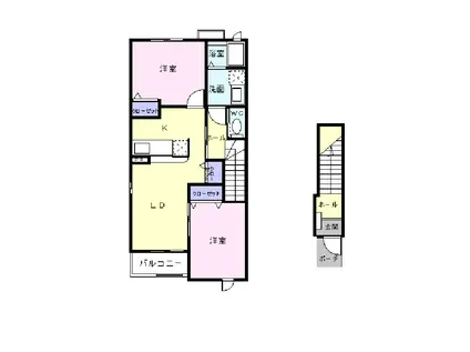 ドルチェカーサ(2LDK/2階)の間取り写真