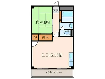マンションイワタ(1LDK/2階)の間取り写真