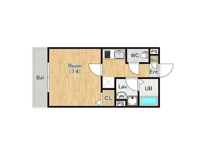 ジーメゾン川越仙波町(1K/1階)の間取り写真