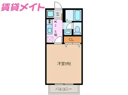 サン・FRIENDS芳ケ崎A(1K/2階)の間取り写真