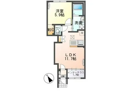 フォレストサイド(1LDK/1階)の間取り写真