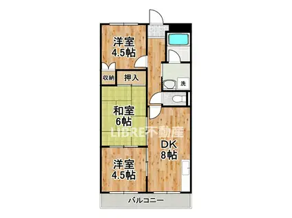 スリースター鶴町(3DK/3階)の間取り写真