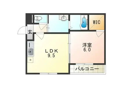 フジパレス新高(1LDK/1階)の間取り写真