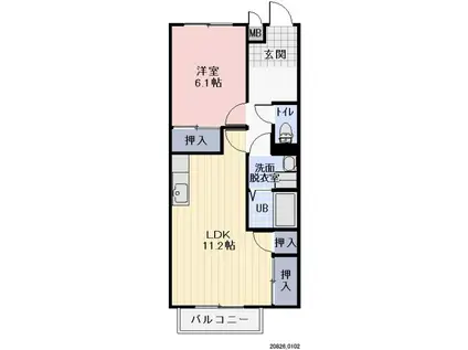 グランデール多田(1LDK/2階)の間取り写真