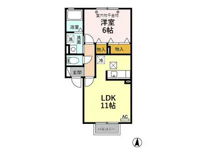 ぷらんたんIII(1LDK/1階)の間取り写真