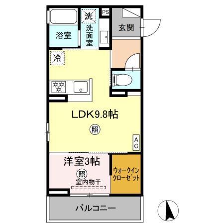 トリシア横町ノース(1LDK/2階)の間取り写真