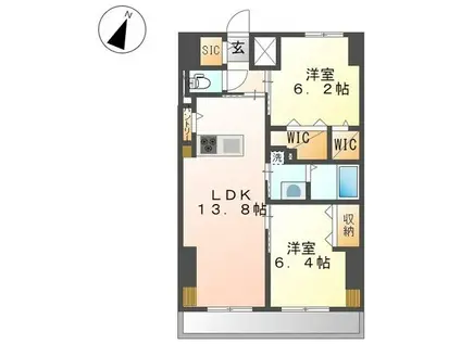 ワシンレジデンス(2LDK/9階)の間取り写真