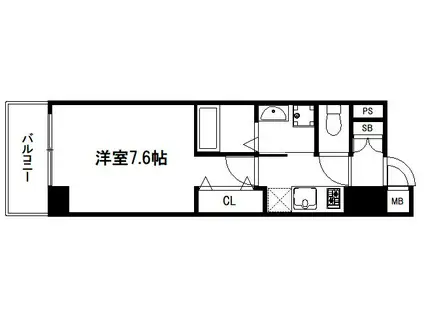 アクアプレイス京都洛南III(1K/2階)の間取り写真