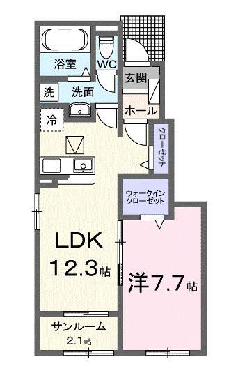 ポルタ カンポ(1LDK/1階)の間取り写真