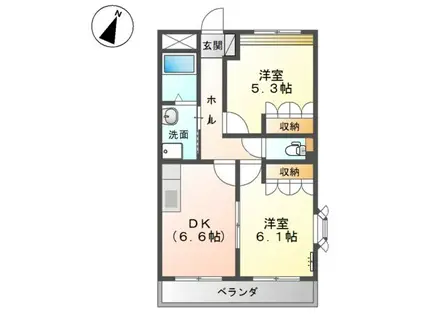 モンシェリー(2DK/1階)の間取り写真