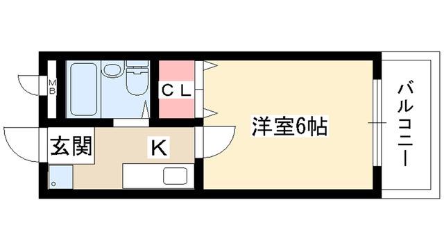神作シティ(1K/1階)の間取り写真