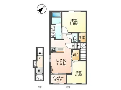 ストレリチア(2LDK/2階)の間取り写真