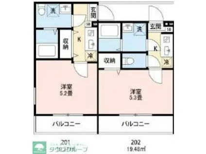船橋市湊町1丁目(1K/3階)の間取り写真