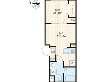 セレス神楽坂(1DK/1階)の間取り写真