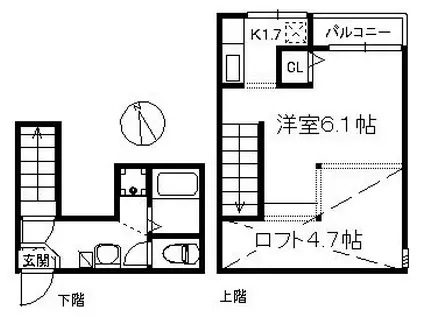 ポラリス西新 239(1K/2階)の間取り写真