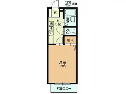 カンパーニュ出屋敷II(1K/2階)の間取り写真