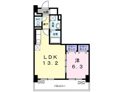 GRAND CIEL(1LDK/4階)の間取り写真
