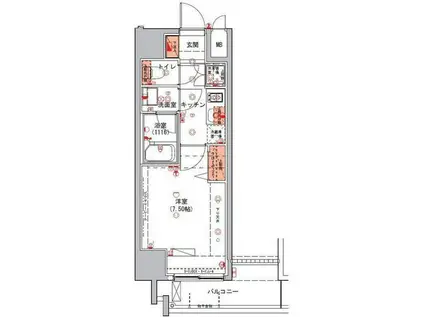 ハーモニーレジデンス錦糸町002(1K/3階)の間取り写真