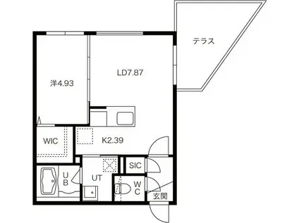 グロワール平和通(1LDK/1階)の間取り写真