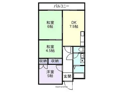 VIASACRA岩出(3DK/1階)の間取り写真