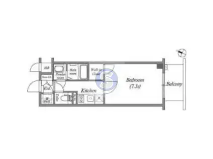 エスリード中之島クロスゲート(1K/2階)の間取り写真