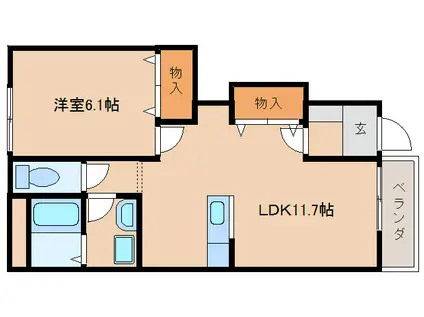 ウイングヒル(1LDK/1階)の間取り写真