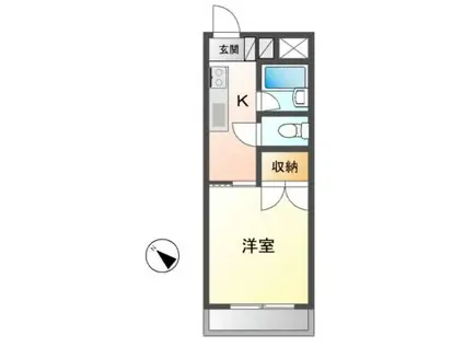 フラットサンパール(1K/3階)の間取り写真