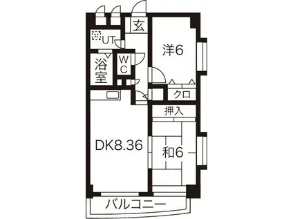 NL40°(2DK/2階)の間取り写真