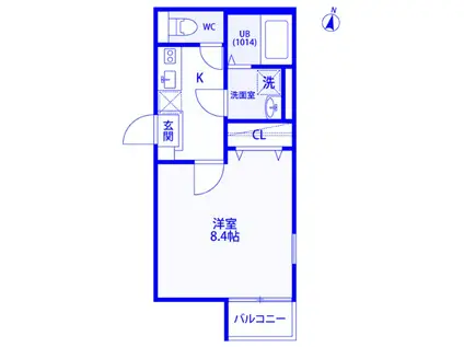 アムールBIZEN(1K/1階)の間取り写真