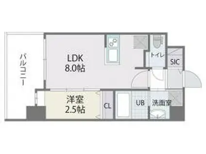 アルティザ博多ミッドシティ(1LDK/3階)の間取り写真