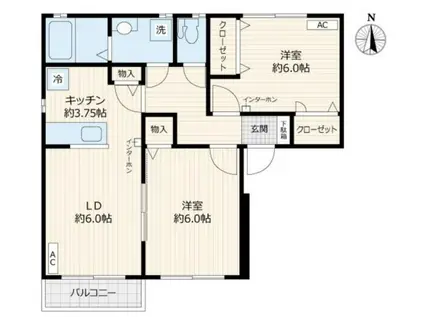 西東京市東町(2LDK/1階)の間取り写真
