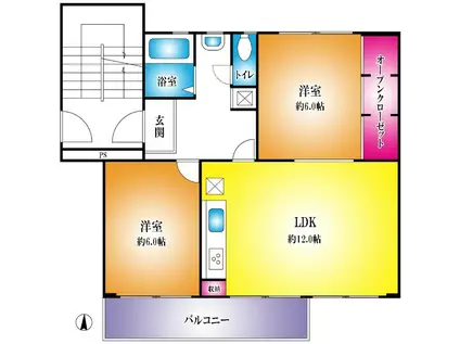みさと団地8街区18号棟(2LDK/3階)の間取り写真