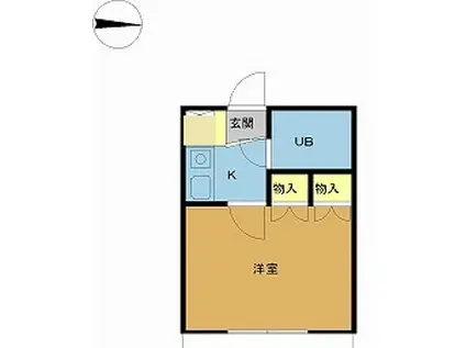 コーポ森II(1K/1階)の間取り写真