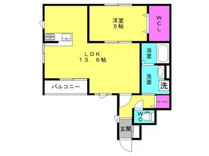 センチュリー・ラポール(1LDK/1階)の間取り写真