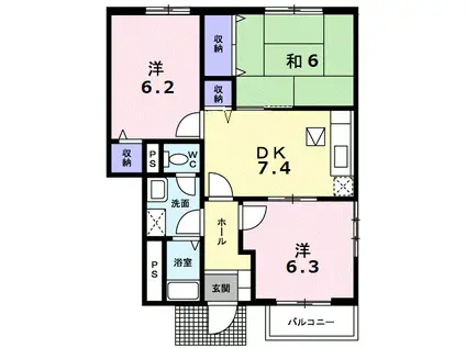 グランドゥールタクミA(3DK/1階)の間取り写真