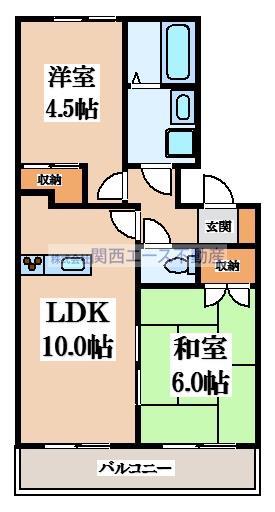 シャトレヴェールA棟(2LDK/2階)の間取り写真