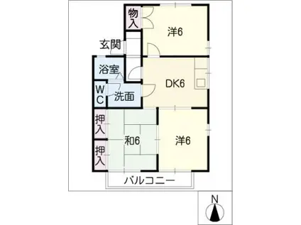 アスリート・ネオA棟(3DK/2階)の間取り写真