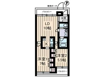 ドルフイースト(2LDK/3階)の間取り写真